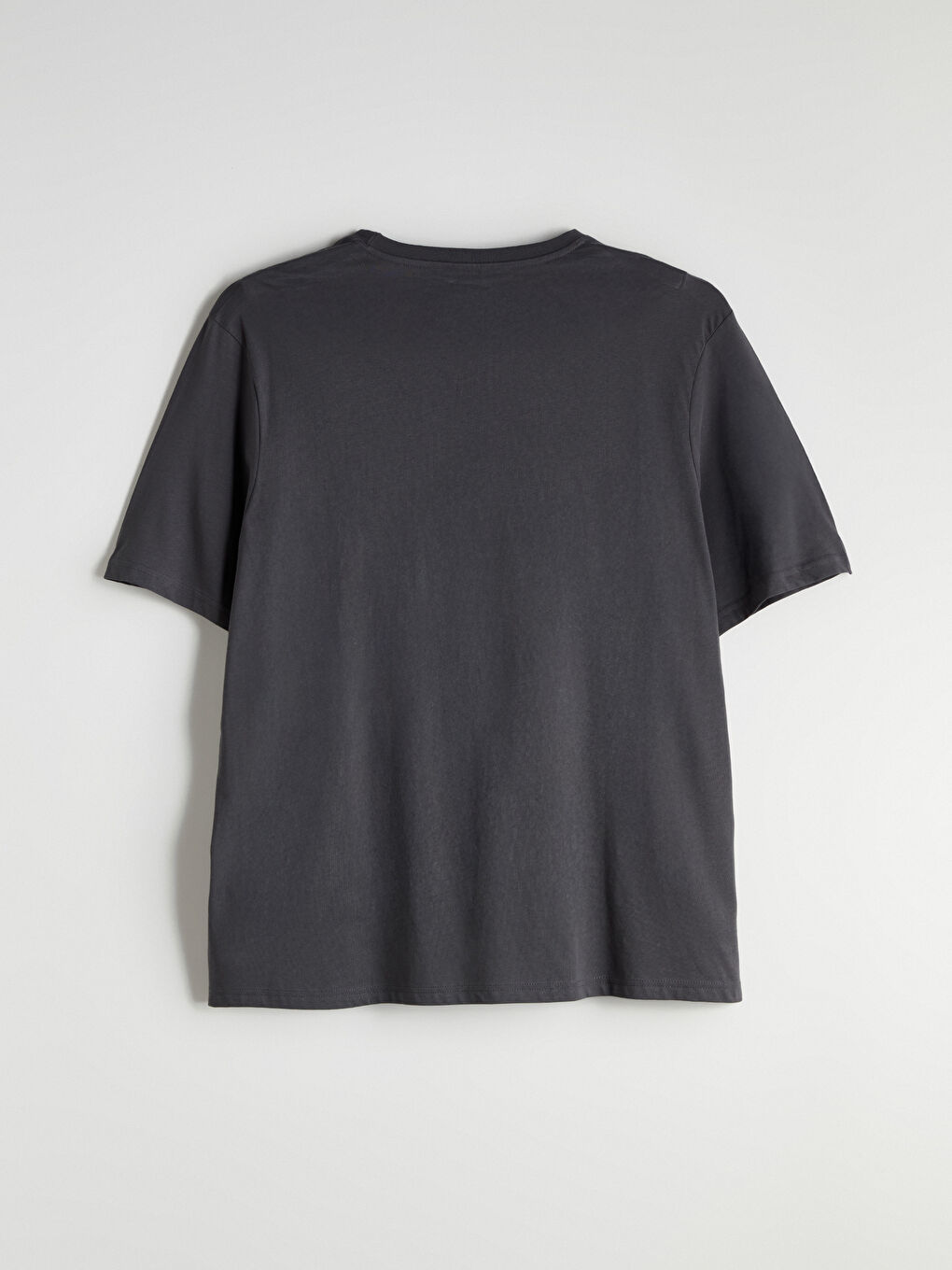 Antrasit Büyük Beden Bisiklet Yaka Baskılı Penye Erkek Tişört-5