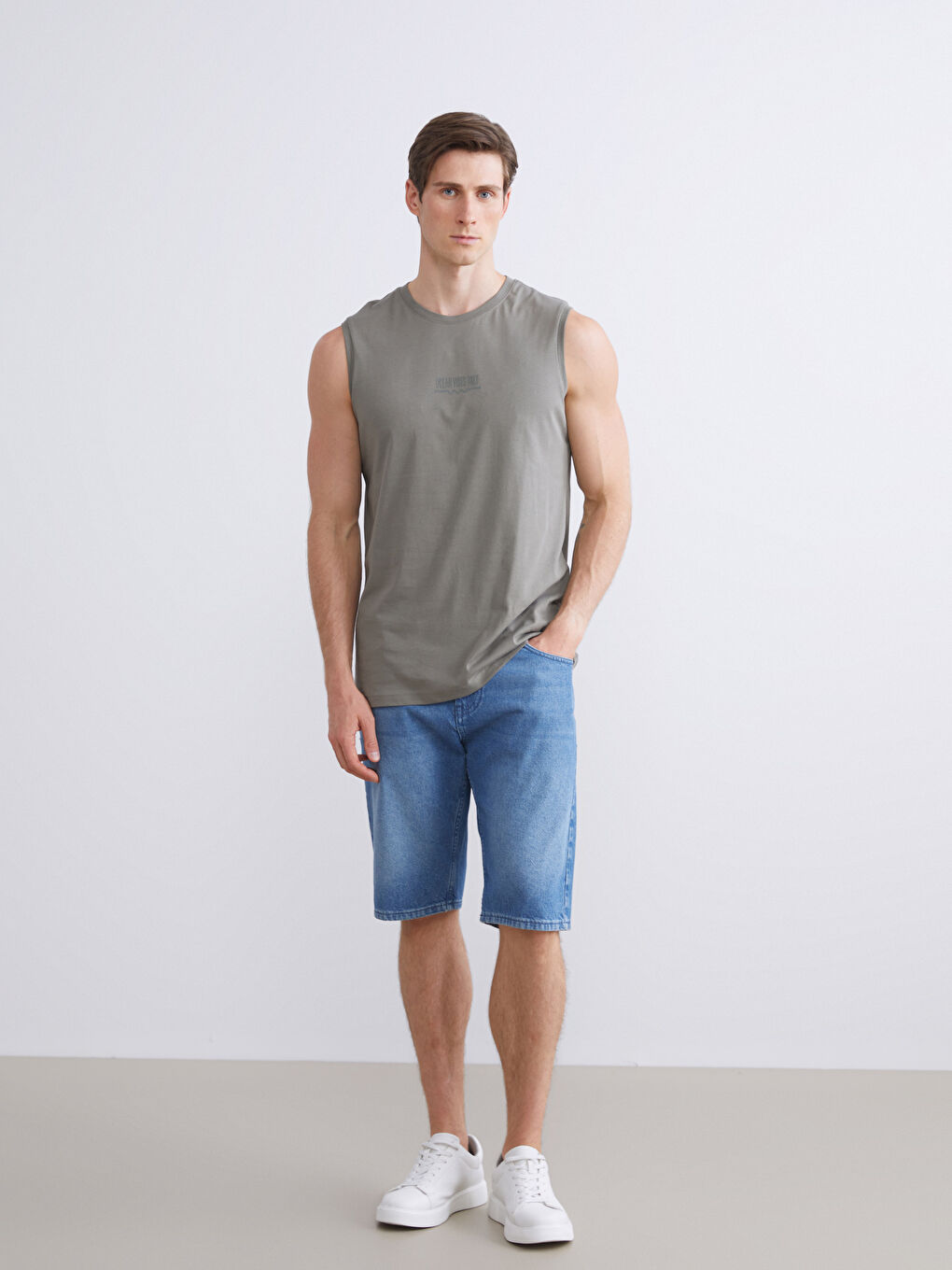 Siyah Bisiklet Yaka Baskılı Penye Erkek Kolsuz Tişört 2'li Paket-4