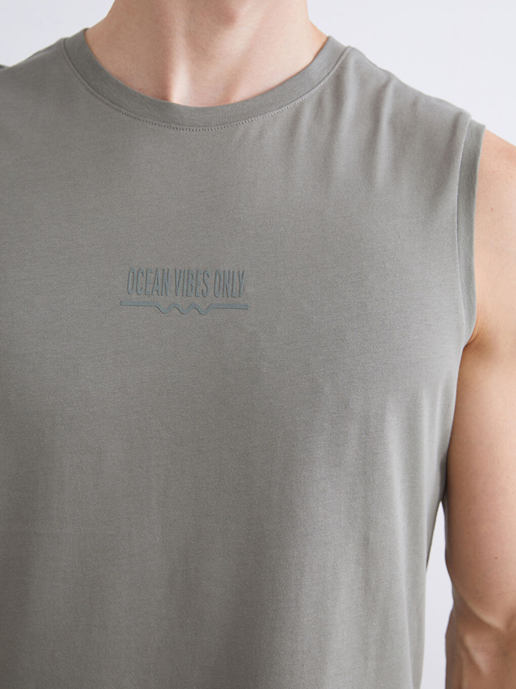 Siyah Bisiklet Yaka Baskılı Penye Erkek Kolsuz Tişört 2'li Paket-5