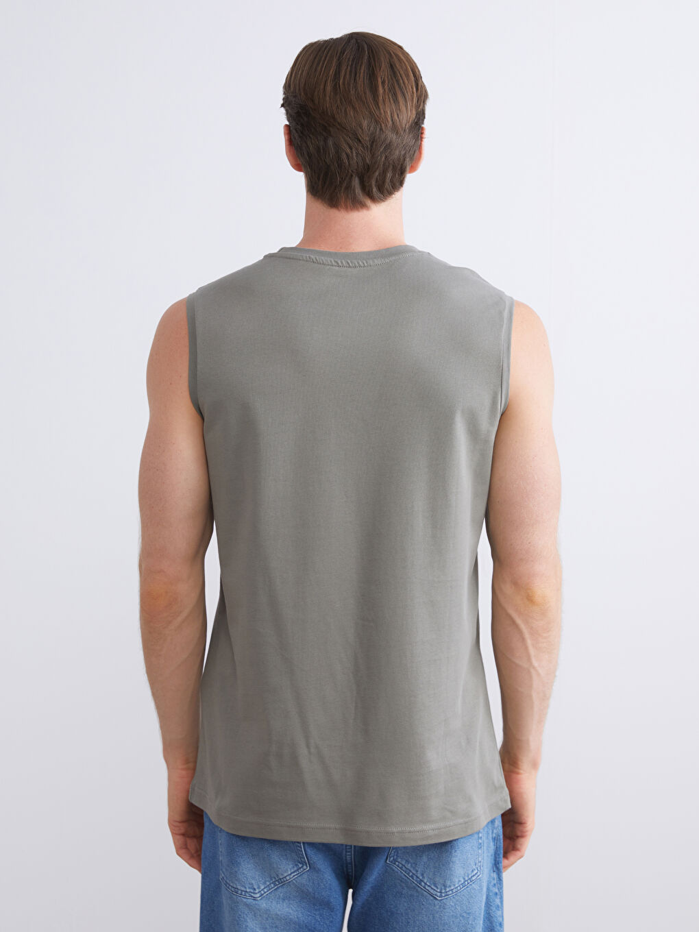 Siyah Bisiklet Yaka Baskılı Penye Erkek Kolsuz Tişört 2'li Paket-6