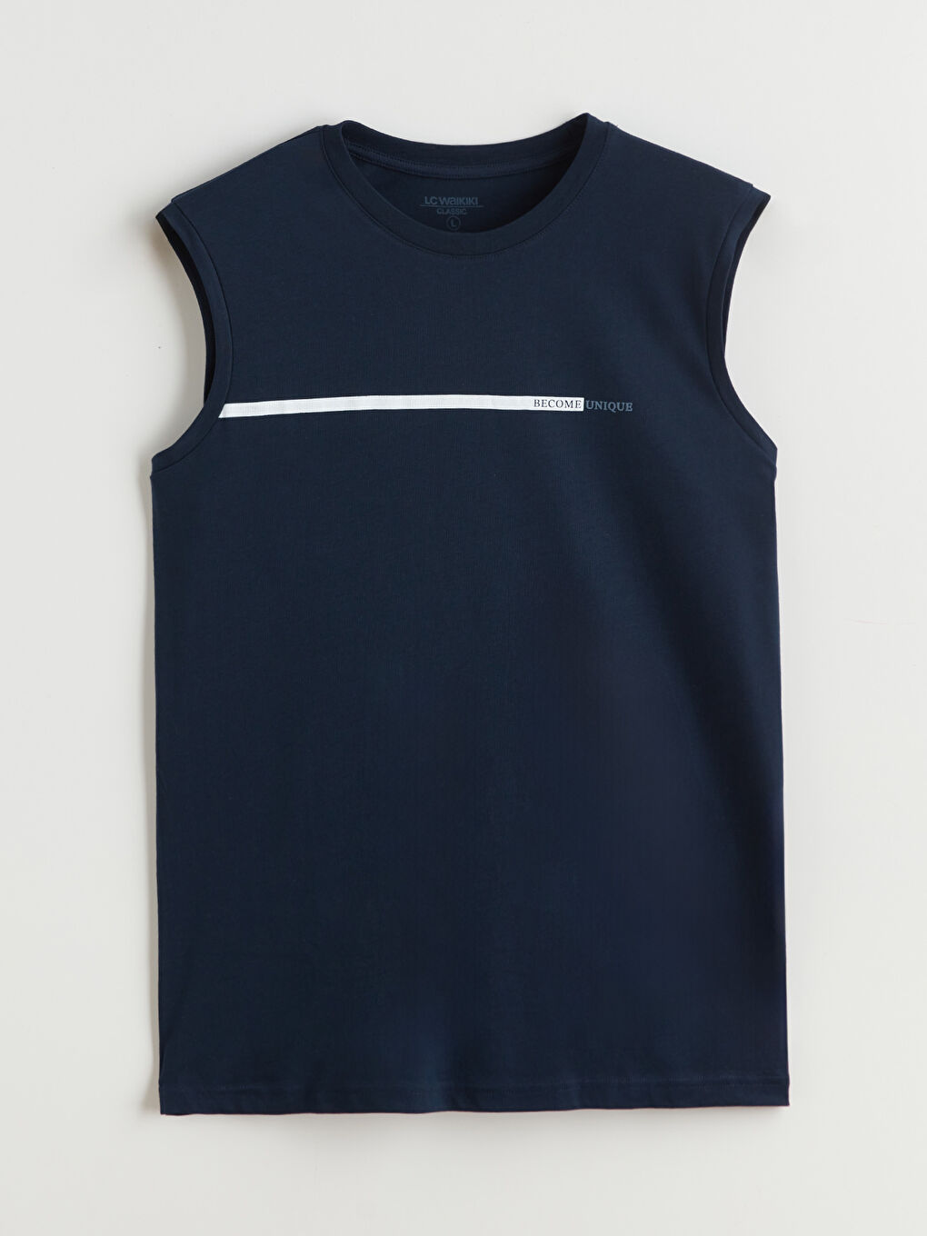 Lacivert Bisiklet Yaka Baskılı Penye Erkek Kolsuz Tişört 2'li Paket-14