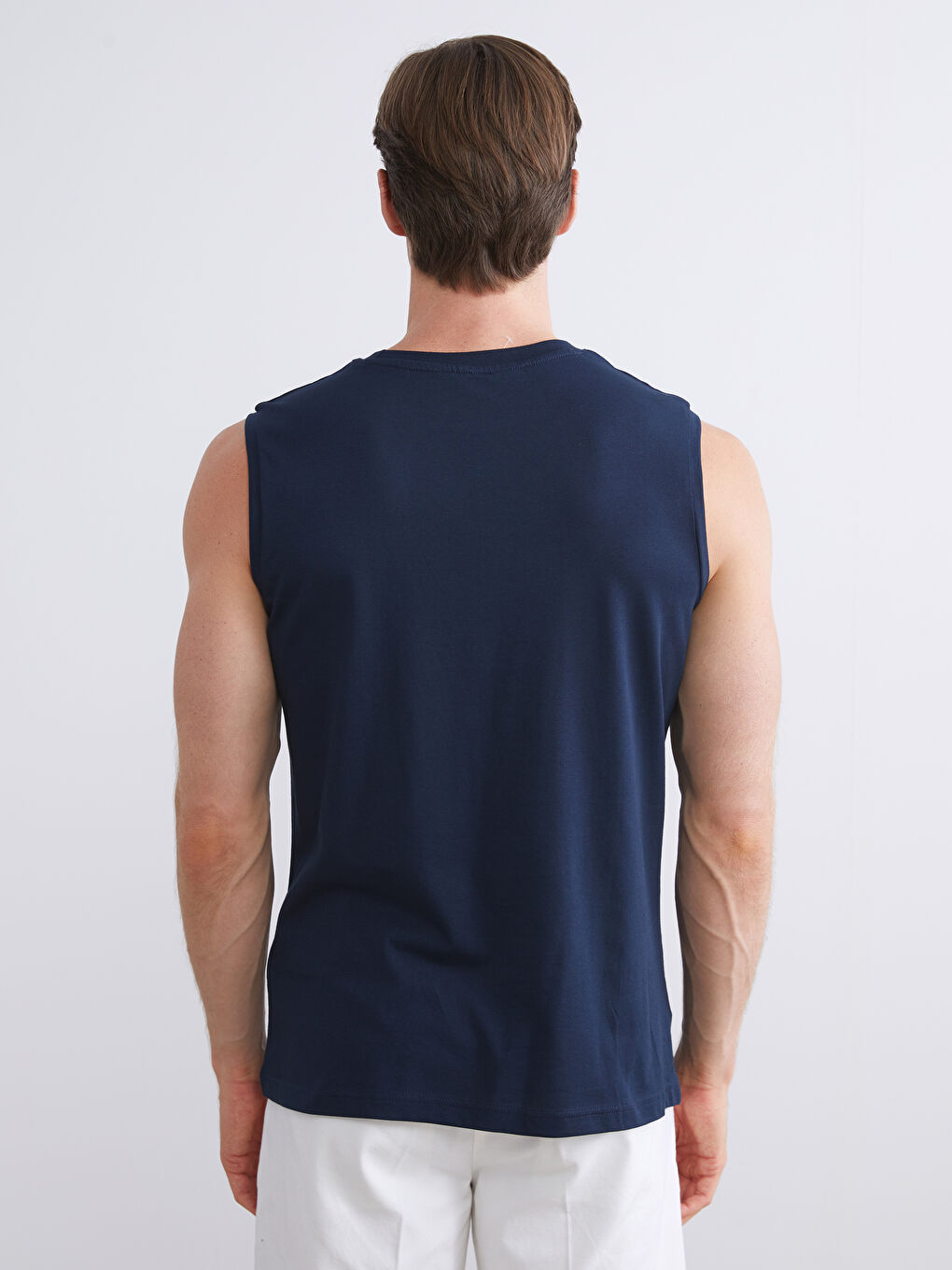 Gri Bisiklet Yaka Baskılı Penye Erkek Kolsuz Tişört 2'li Paket-6