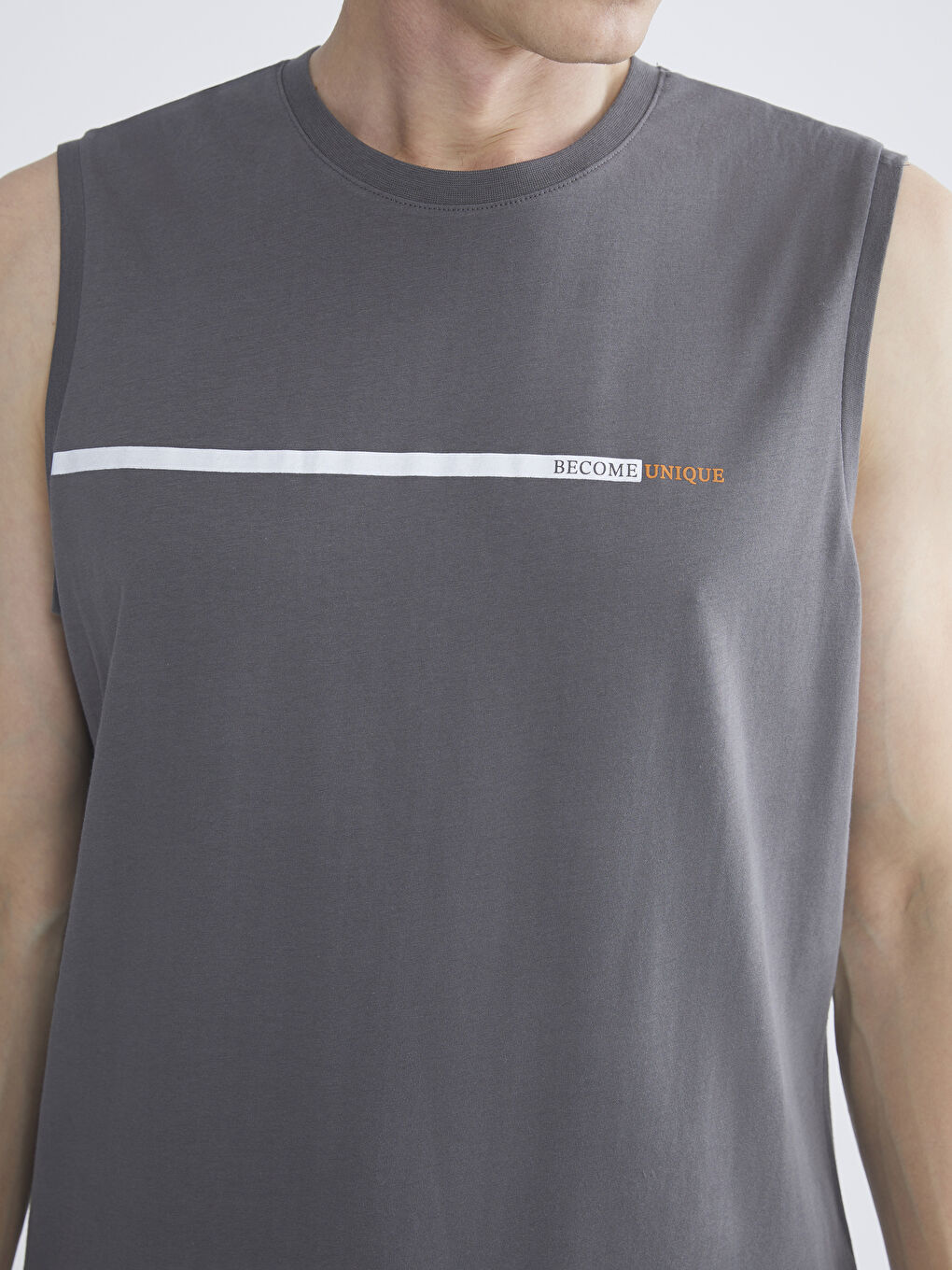 Lacivert Bisiklet Yaka Baskılı Penye Erkek Kolsuz Tişört 2'li Paket-11