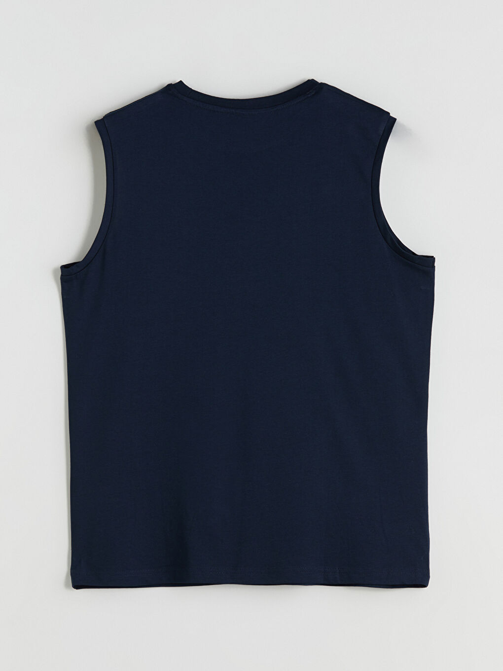 Lacivert Bisiklet Yaka Baskılı Penye Erkek Kolsuz Tişört 2'li Paket-15