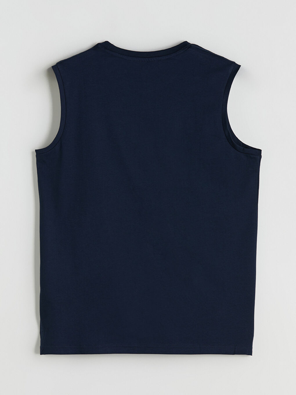 Lacivert Bisiklet Yaka Baskılı Penye Erkek Kolsuz Tişört-4