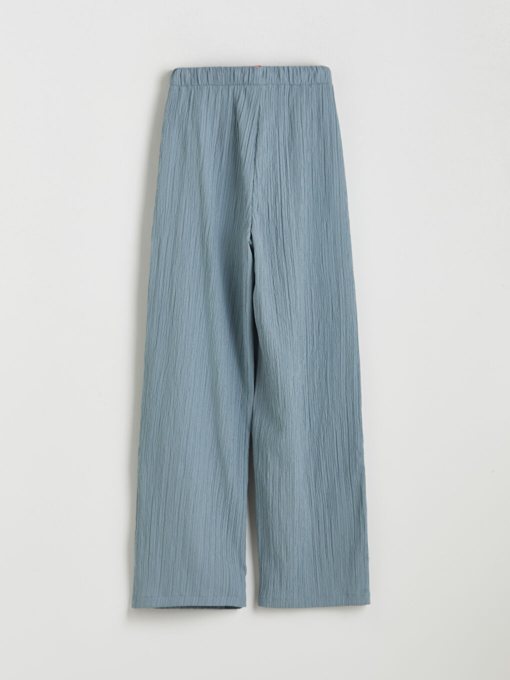 Mavi Beli Lastikli Dokulu Kadın Pantolon-5