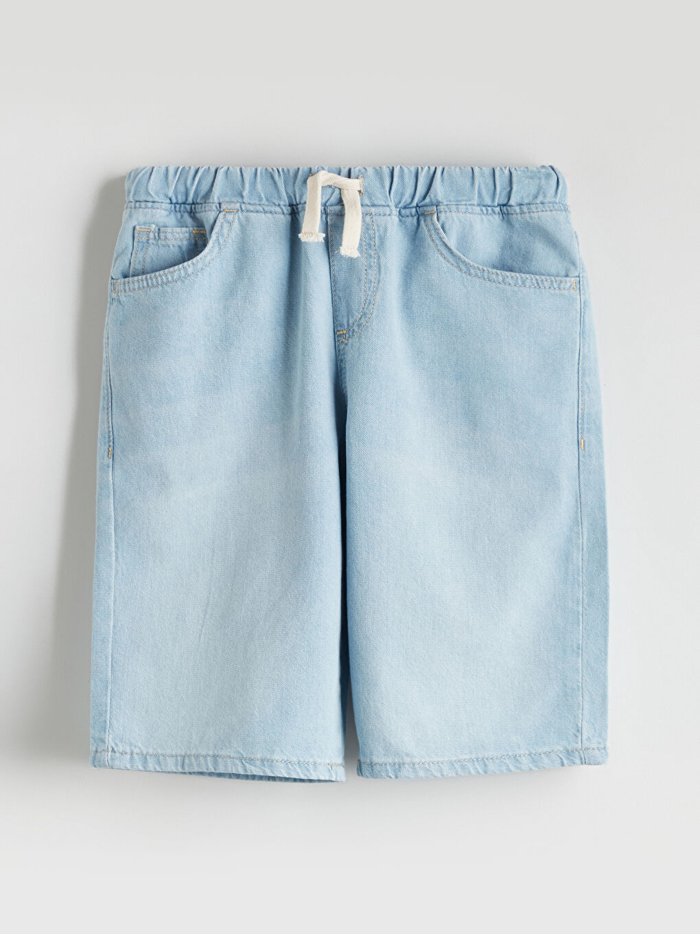 İndigo Beli Lastikli Erkek Çocuk Jean Şort