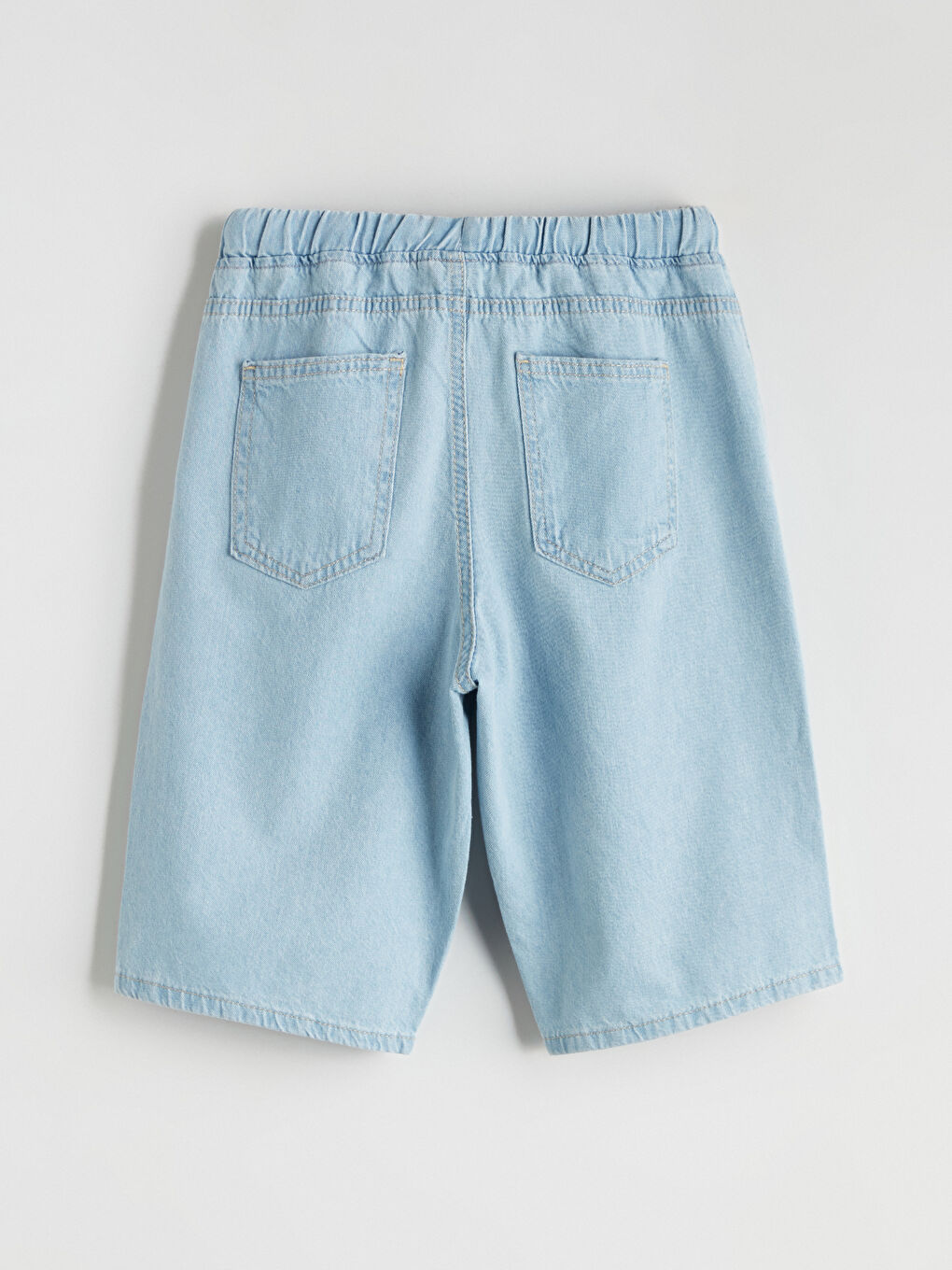 İndigo Beli Lastikli Erkek Çocuk Jean Şort-2