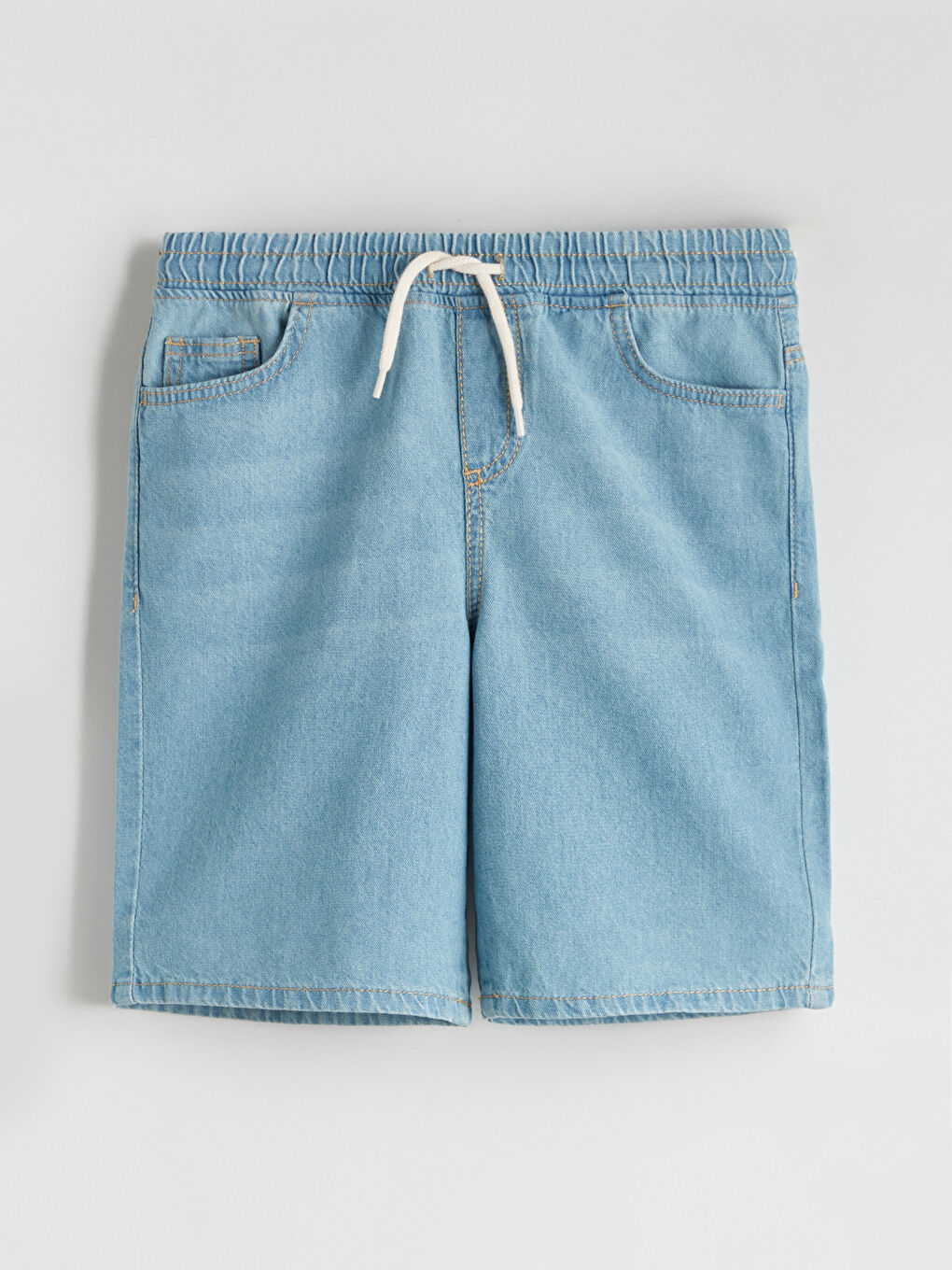 İndigo Beli Lastikli Erkek Çocuk Jean Şort