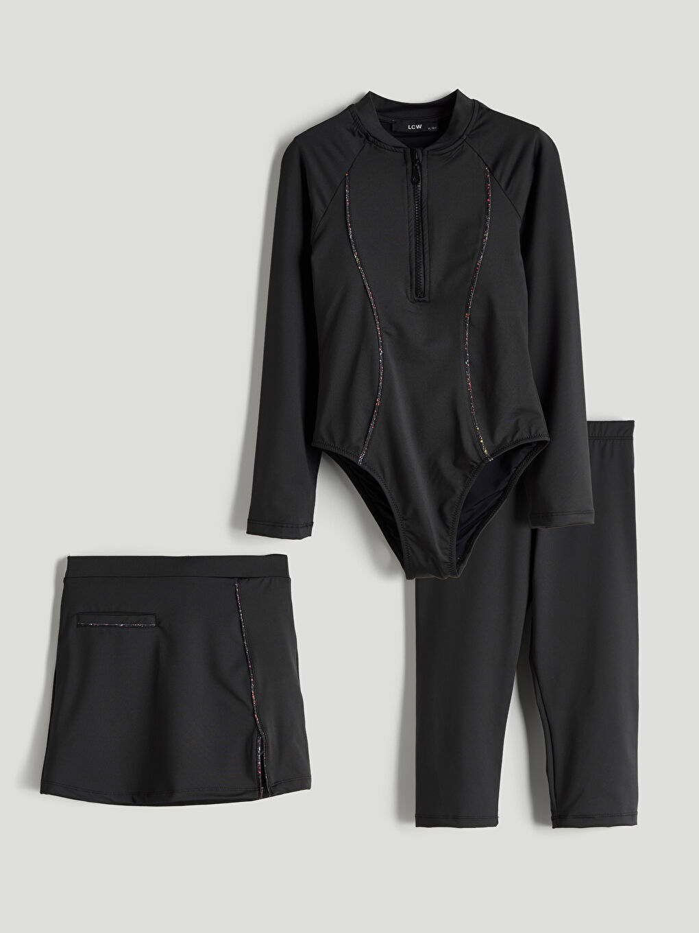 Siyah Kız Çocuk Mayo Takımı