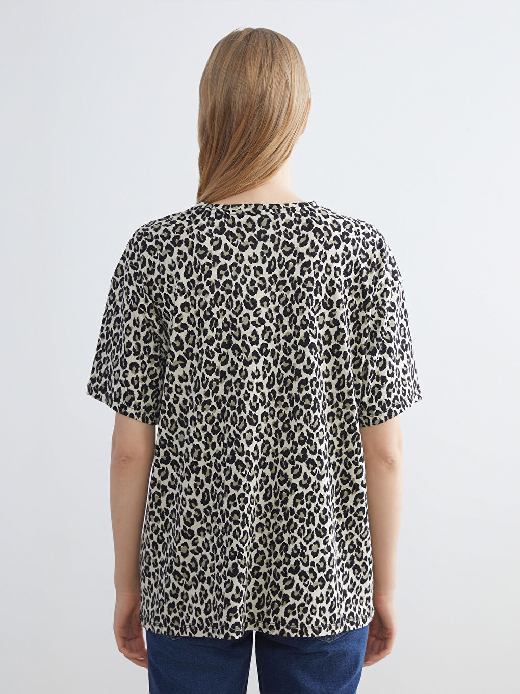 Kahverengi Bisiklet Yaka Leopar Desenli Bluz-3