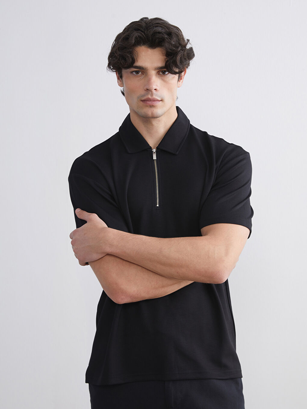 Siyah Polo Yaka Erkek Tişört