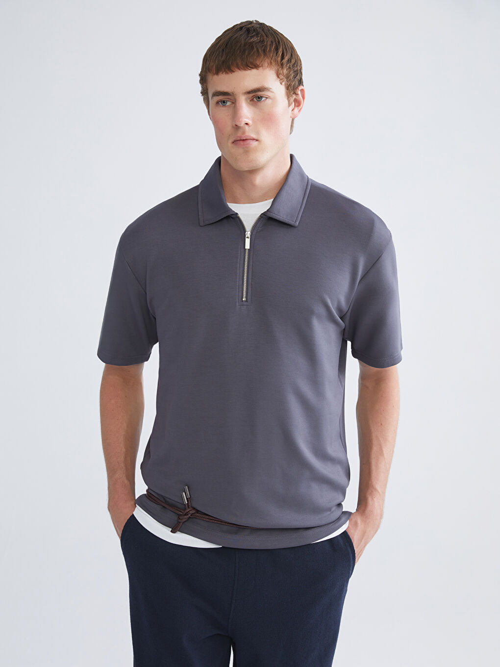 Antrasit Polo Yaka Erkek Tişört