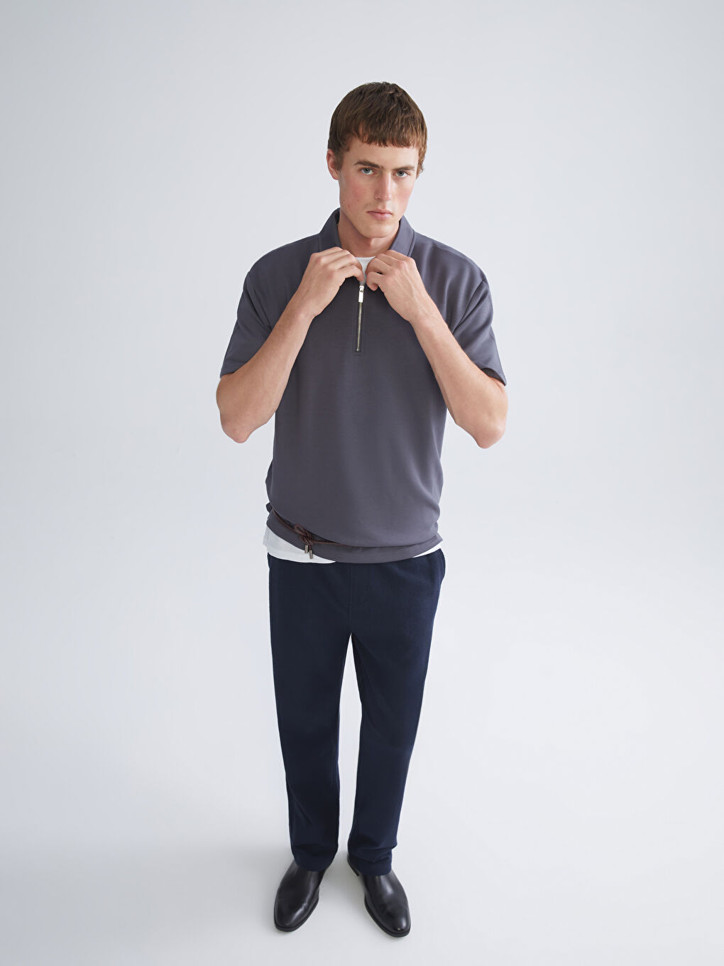 Antrasit Polo Yaka Erkek Tişört-1