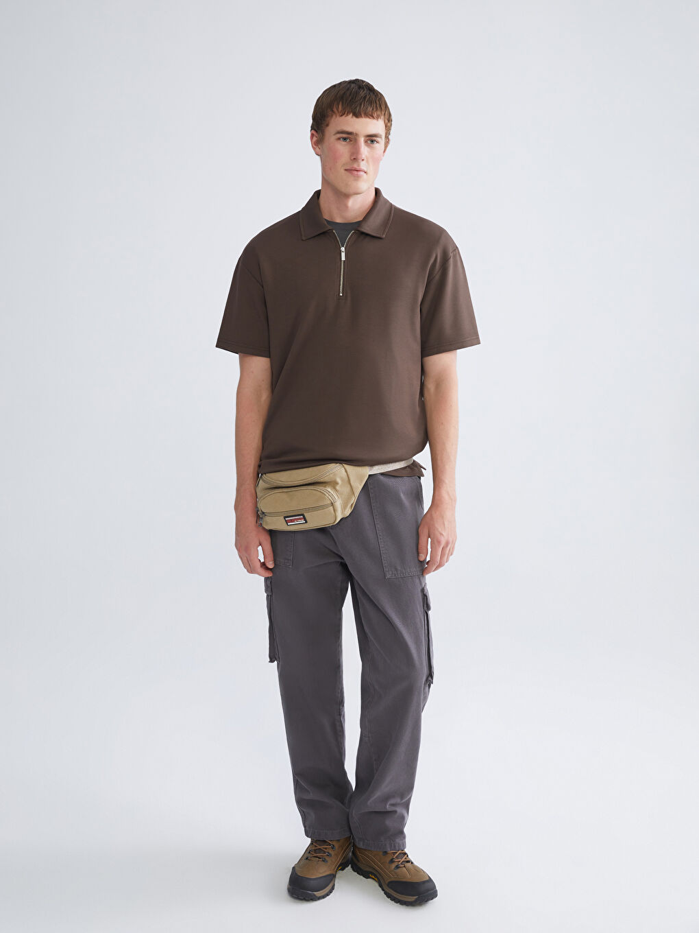 Kahverengi Polo Yaka Erkek Tişört-1
