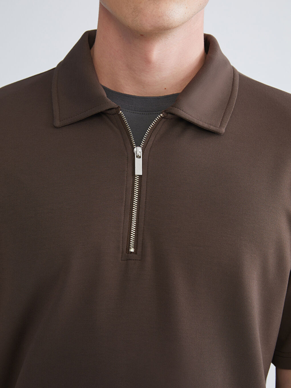 Kahverengi Polo Yaka Erkek Tişört-2