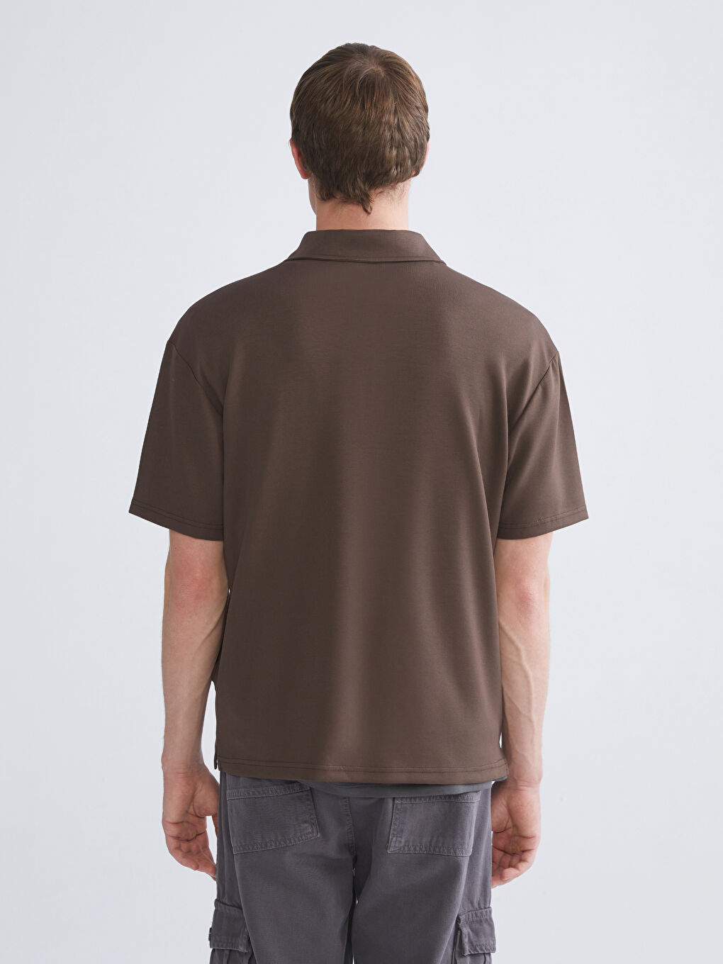 Kahverengi Polo Yaka Erkek Tişört-3