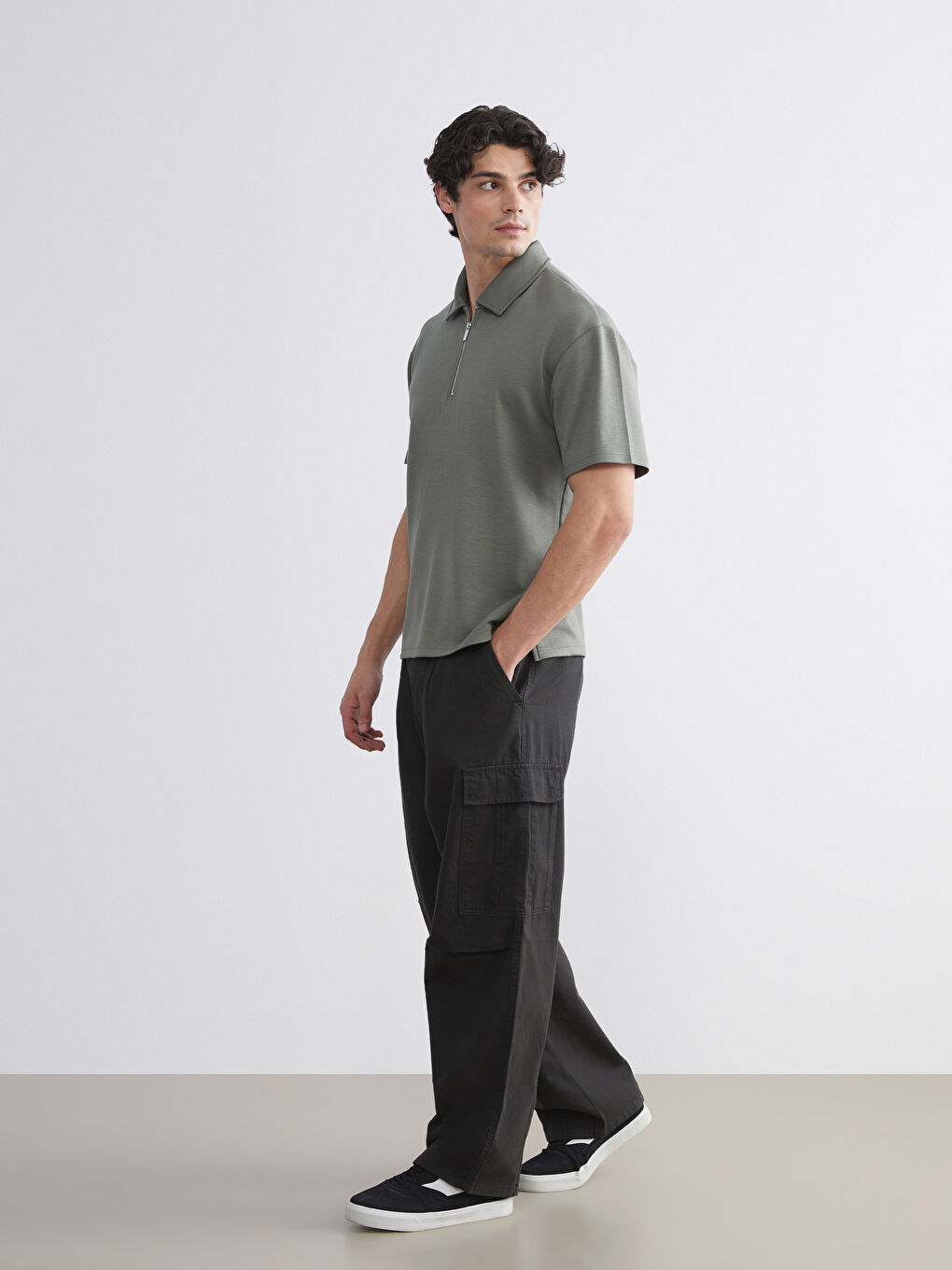 Yeşil Polo Yaka Erkek Tişört-1