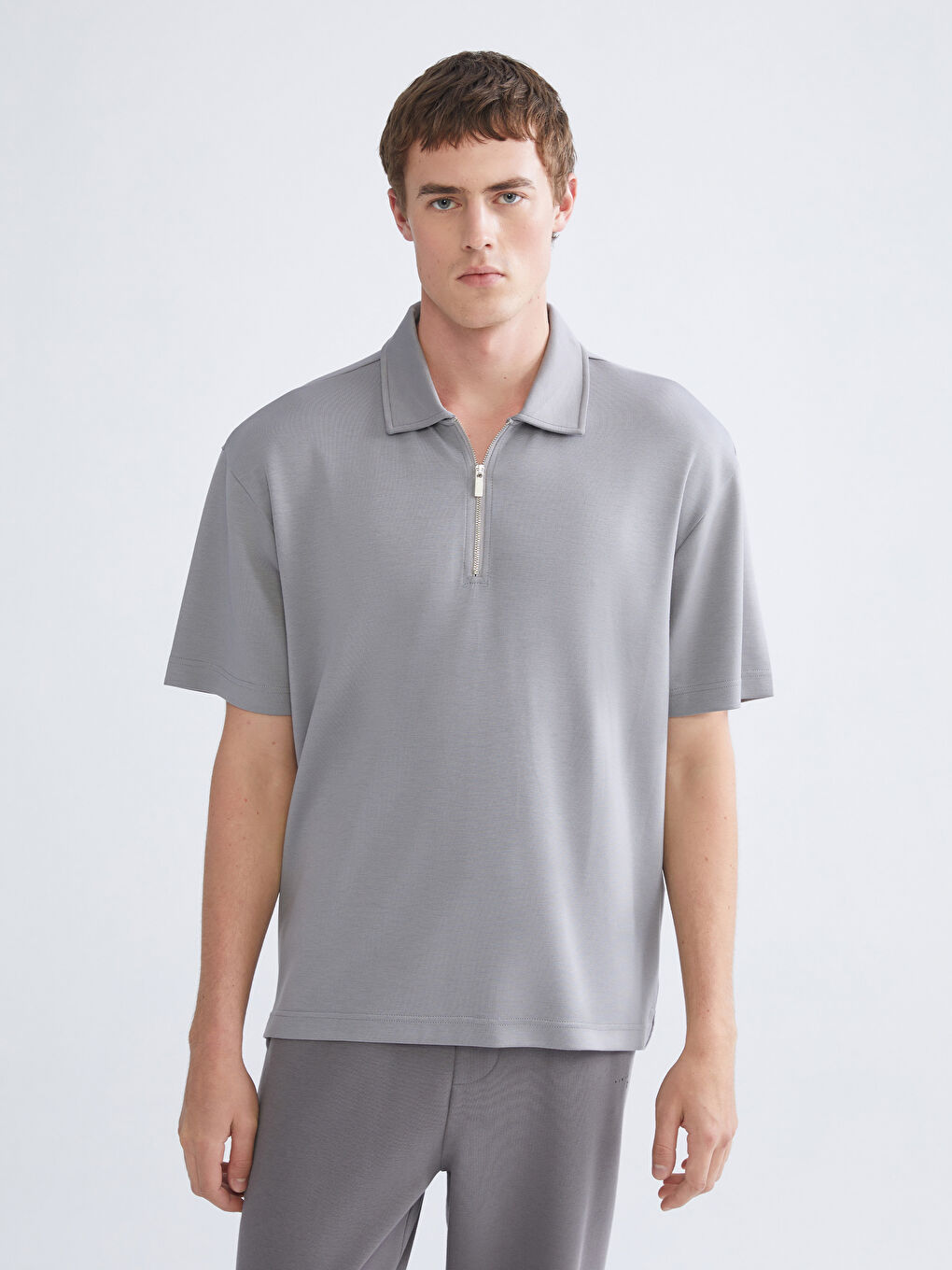 Gri Polo Yaka Erkek Tişört