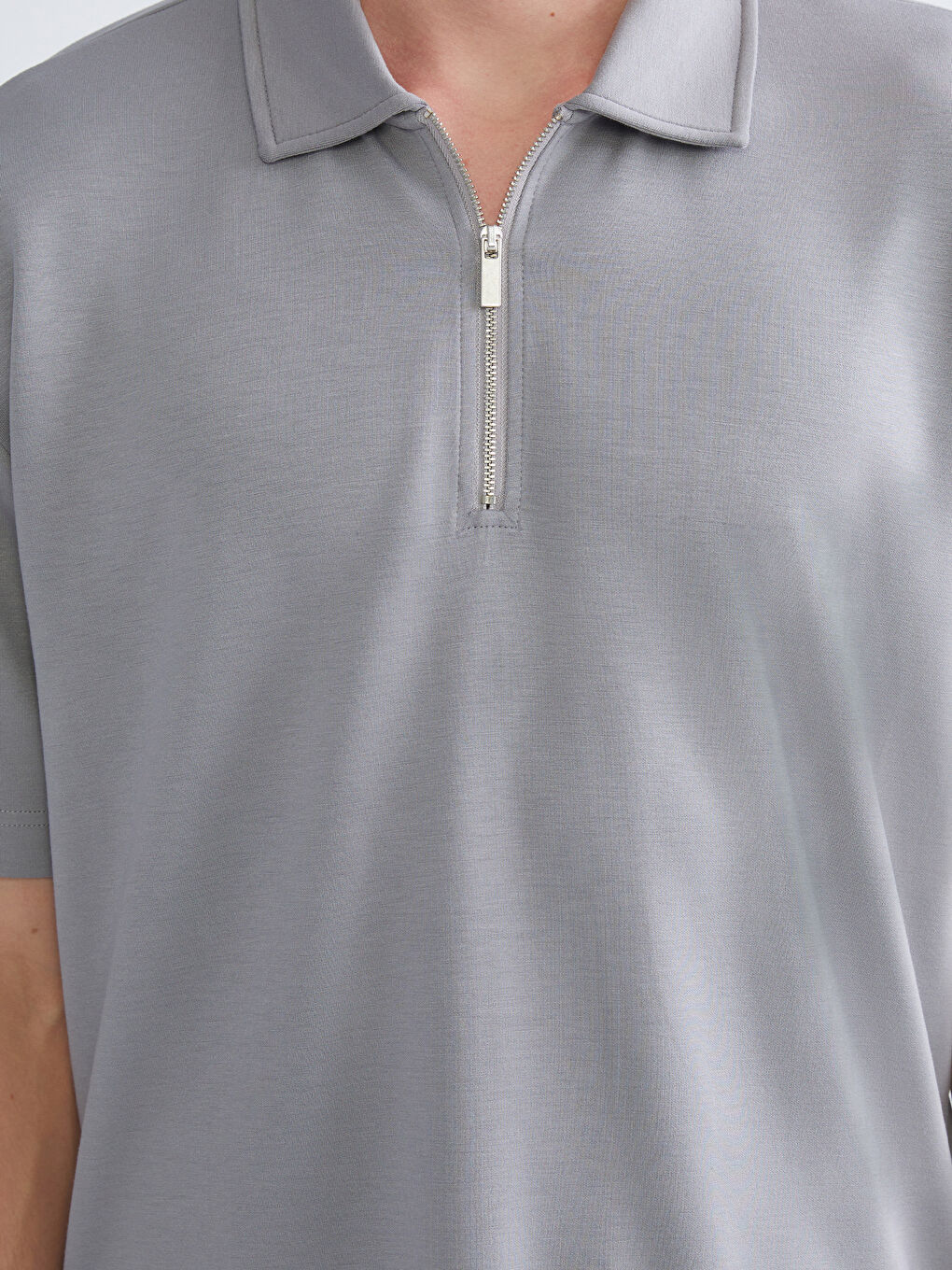 Gri Polo Yaka Erkek Tişört-2