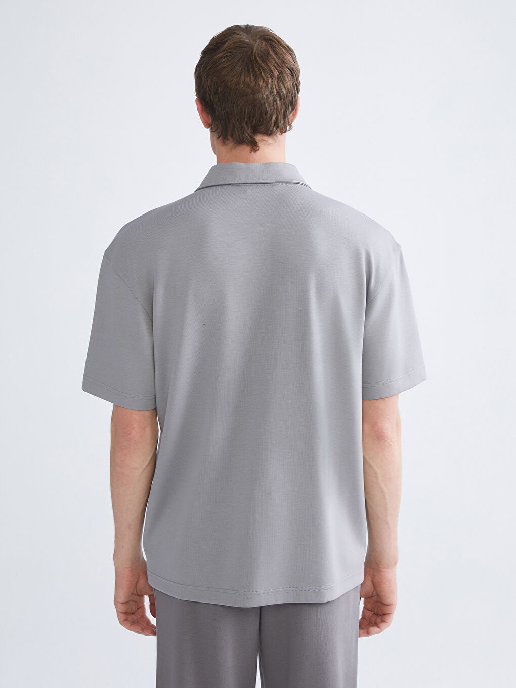 Gri Polo Yaka Erkek Tişört-3