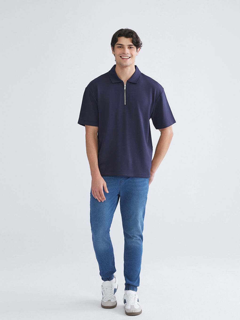 Lacivert Polo Yaka Erkek Tişört-1