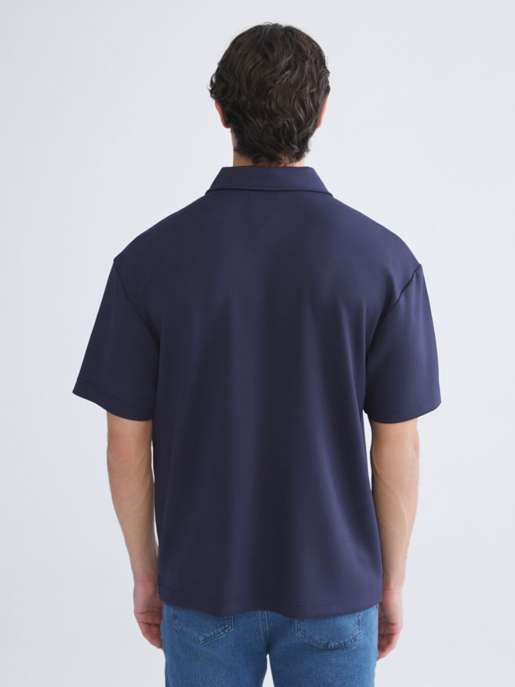 Lacivert Polo Yaka Erkek Tişört-3