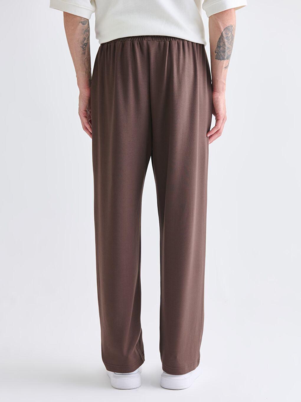 Kahverengi Rahat Kalıp Erkek Eşofman Altı-3