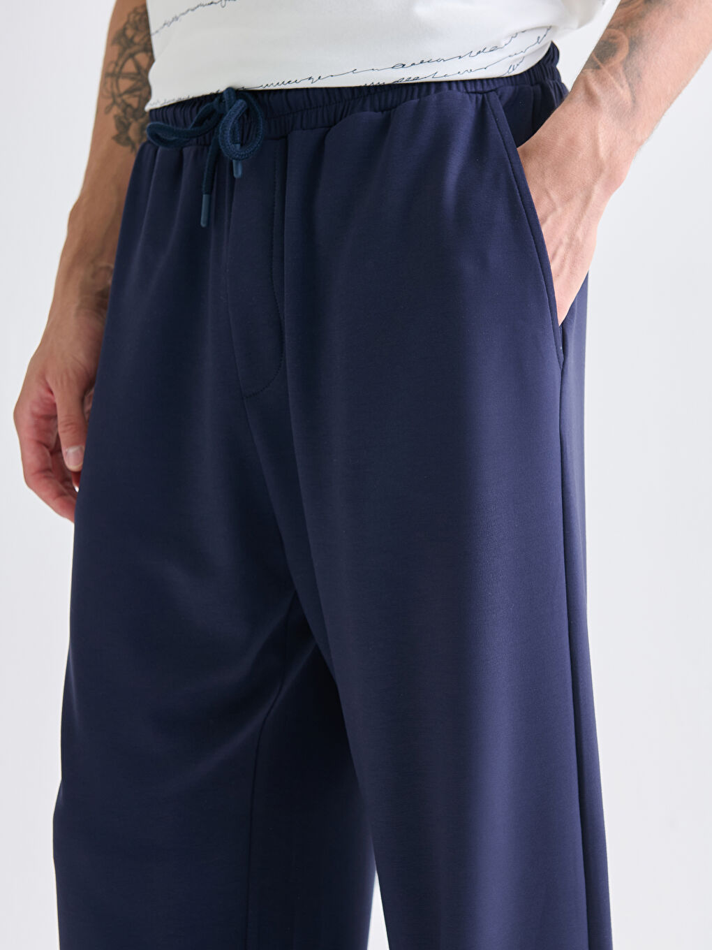 Lacivert Rahat Kalıp Erkek Eşofman Altı-2