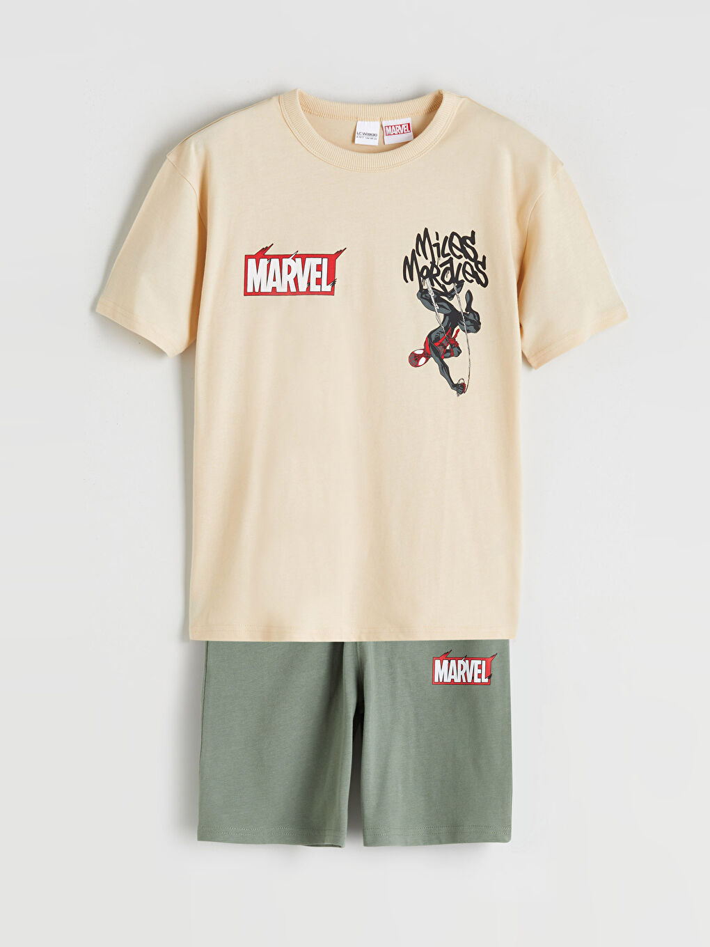 ұлдарға арналған өрмекші-адам бейнесі бар футболка мен шорты