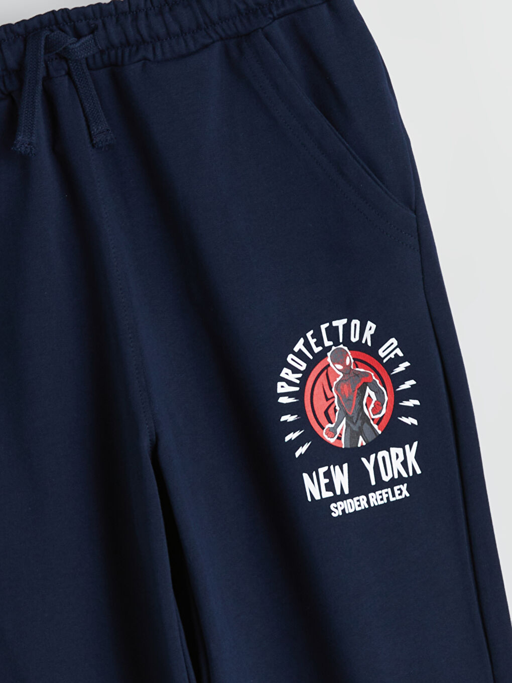 Lacivert Beli Lastikli Spider-Man Baskılı Erkek Çocuk Jogger Eşofman Altı-1