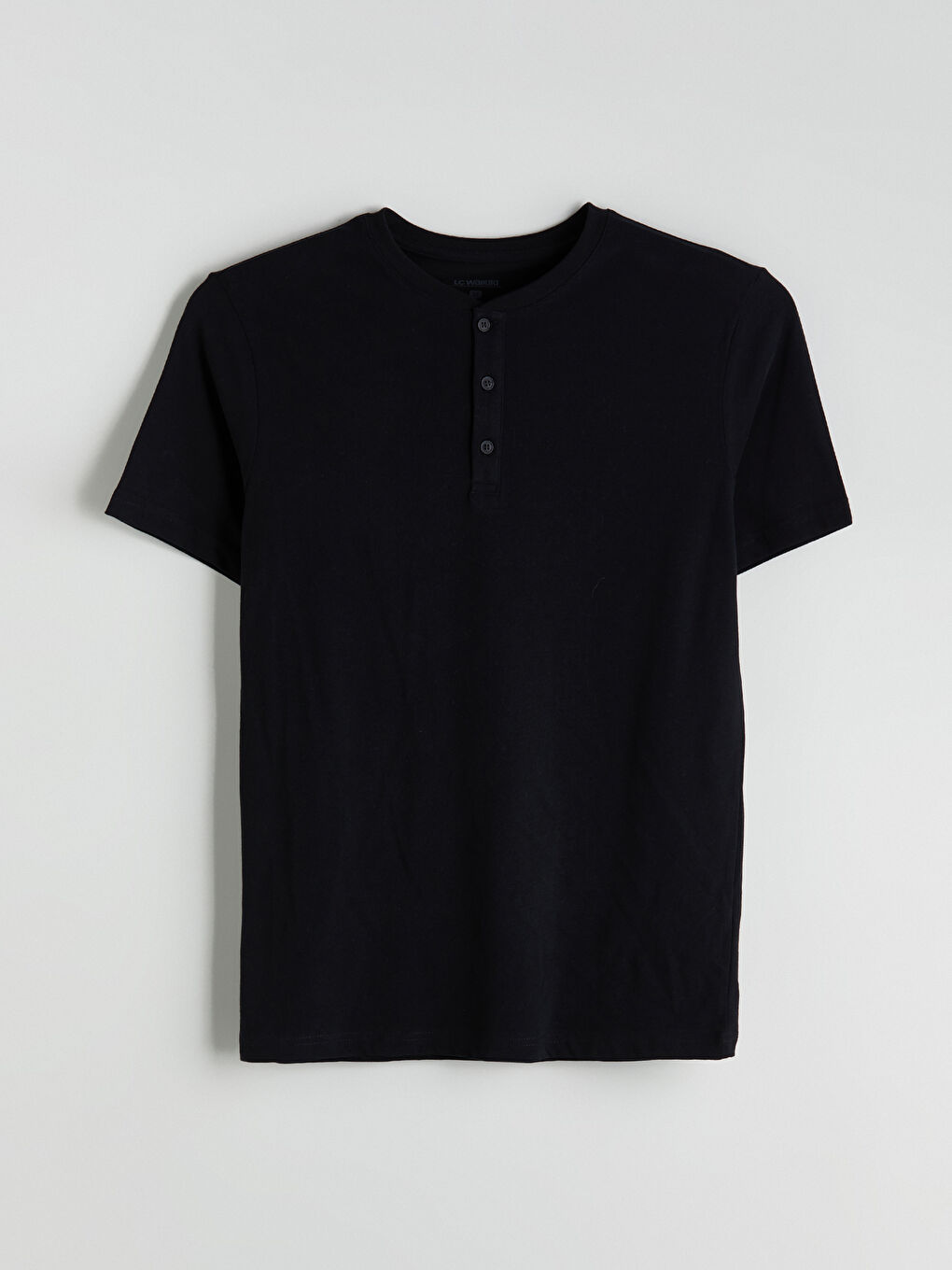 Siyah Bisiklet Yaka Kısa Kollu Erkek Pijama Üst-4