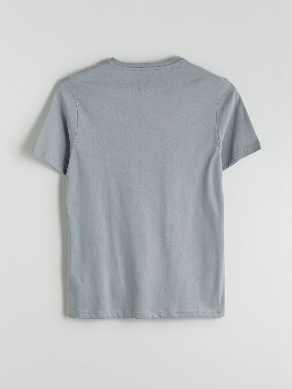 Gri Bisiklet Yaka Kısa Kollu Erkek Pijama Üst-5