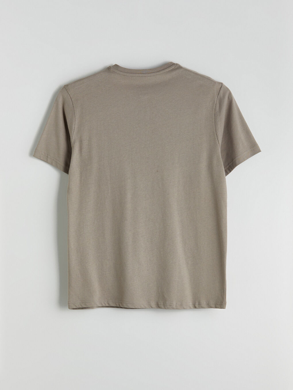 Bej Bisiklet Yaka Kısa Kollu Erkek Pijama Üst-5