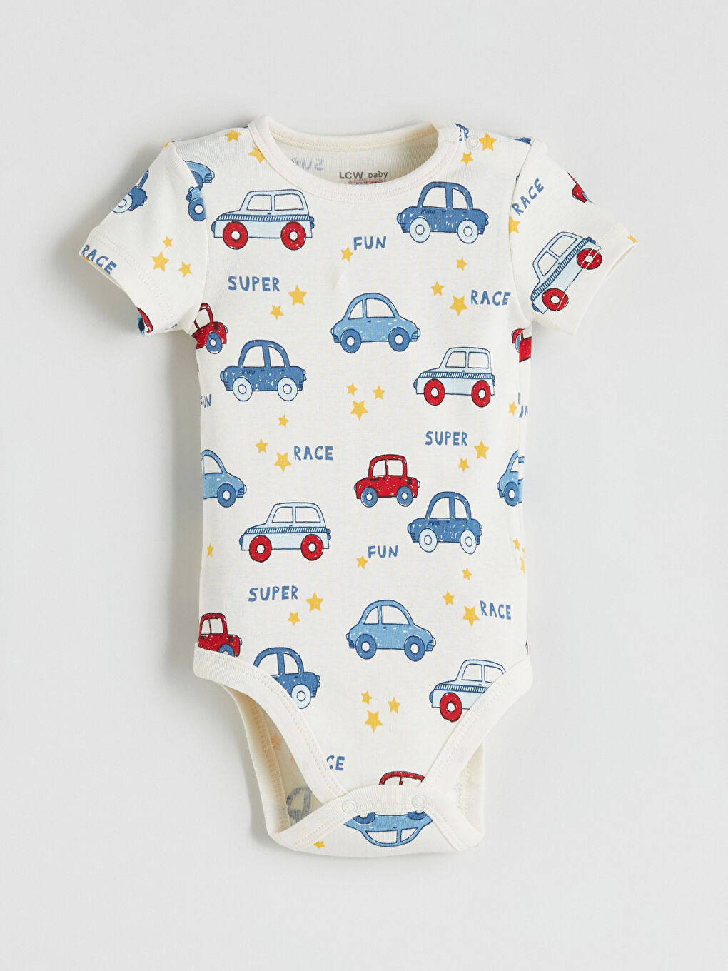 Ekru Baskılı Erkek Bebek Çıtçıtlı Bodysuit 3'lü-4