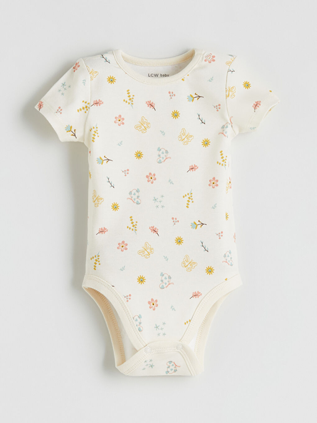 Sarı Bisiklet Yaka Baskılı Kız Bebek Çıtçıtlı Bodysuit 3'lü-4