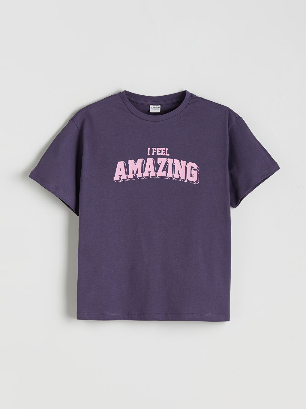 Mor Bisiklet Yaka Baskılı Kız Çocuk Tişört