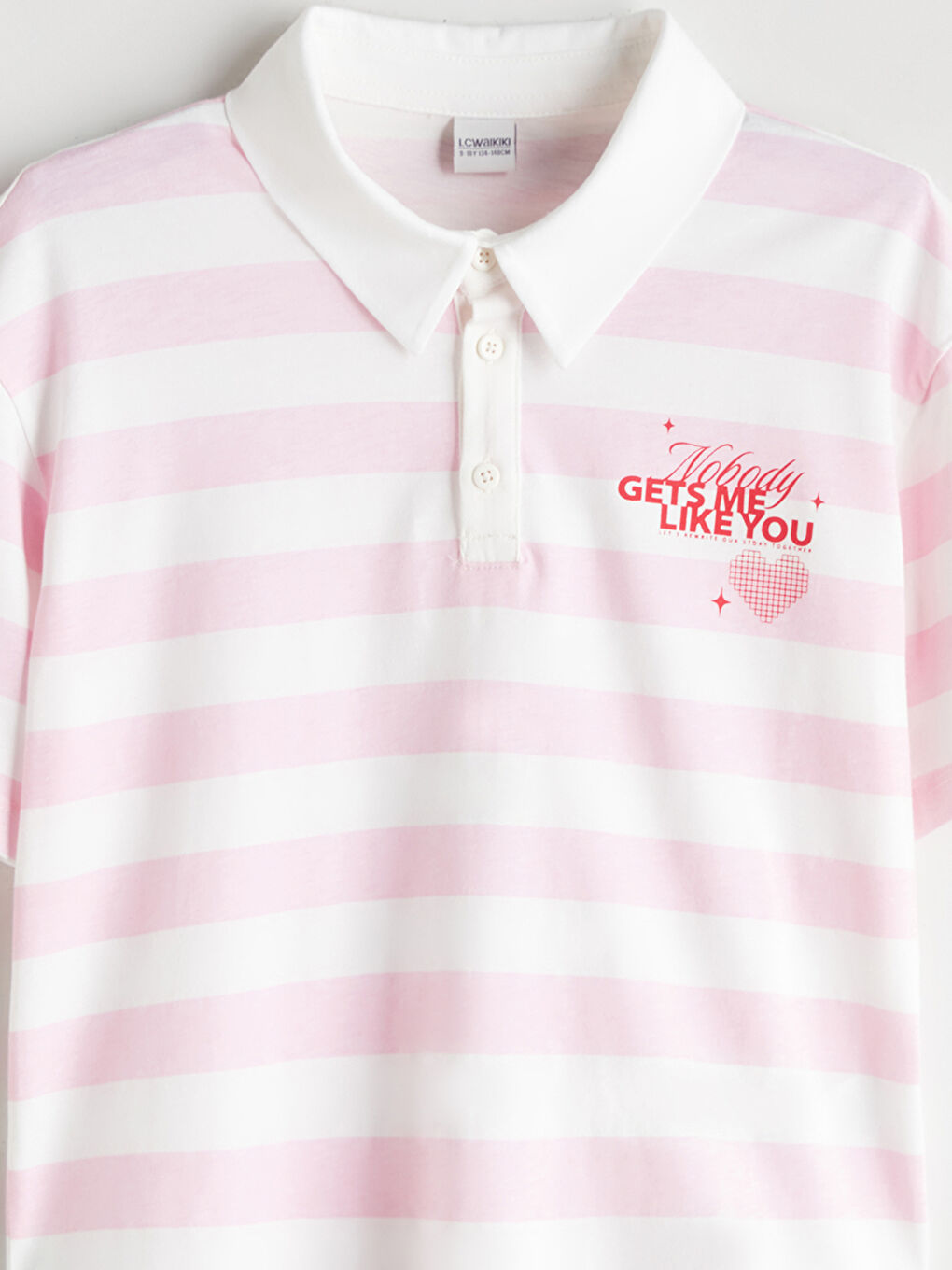 Ekru Polo Yaka Kız Çocuk Tişört-1