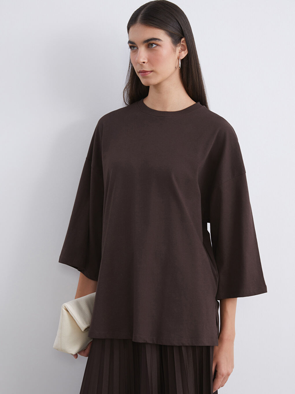 Kahverengi Bisiklet Yaka Kadın Tunik