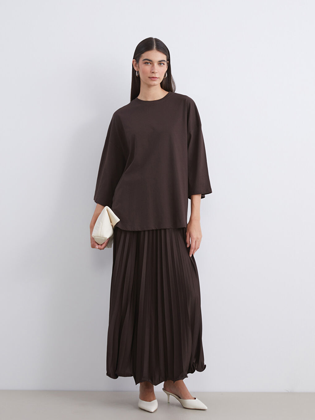 Kahverengi Bisiklet Yaka Kadın Tunik-1