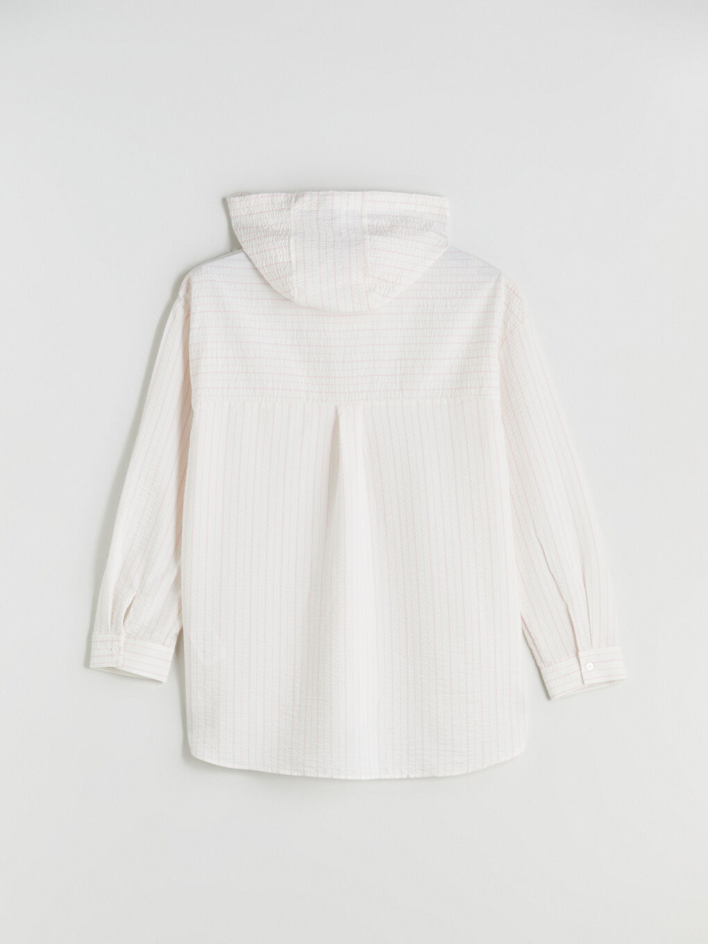 Pembe Kapüşonlu Çizgili Kadın Gömlek Tunik-5