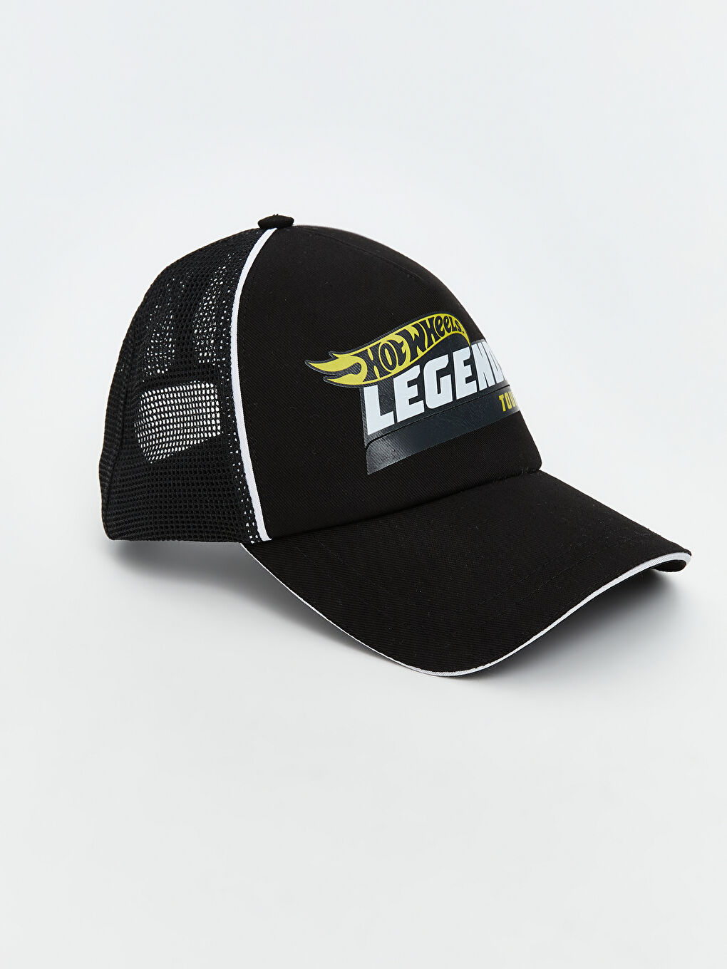 Siyah Hot Wheels Baskılı Erkek Kep Şapka-1