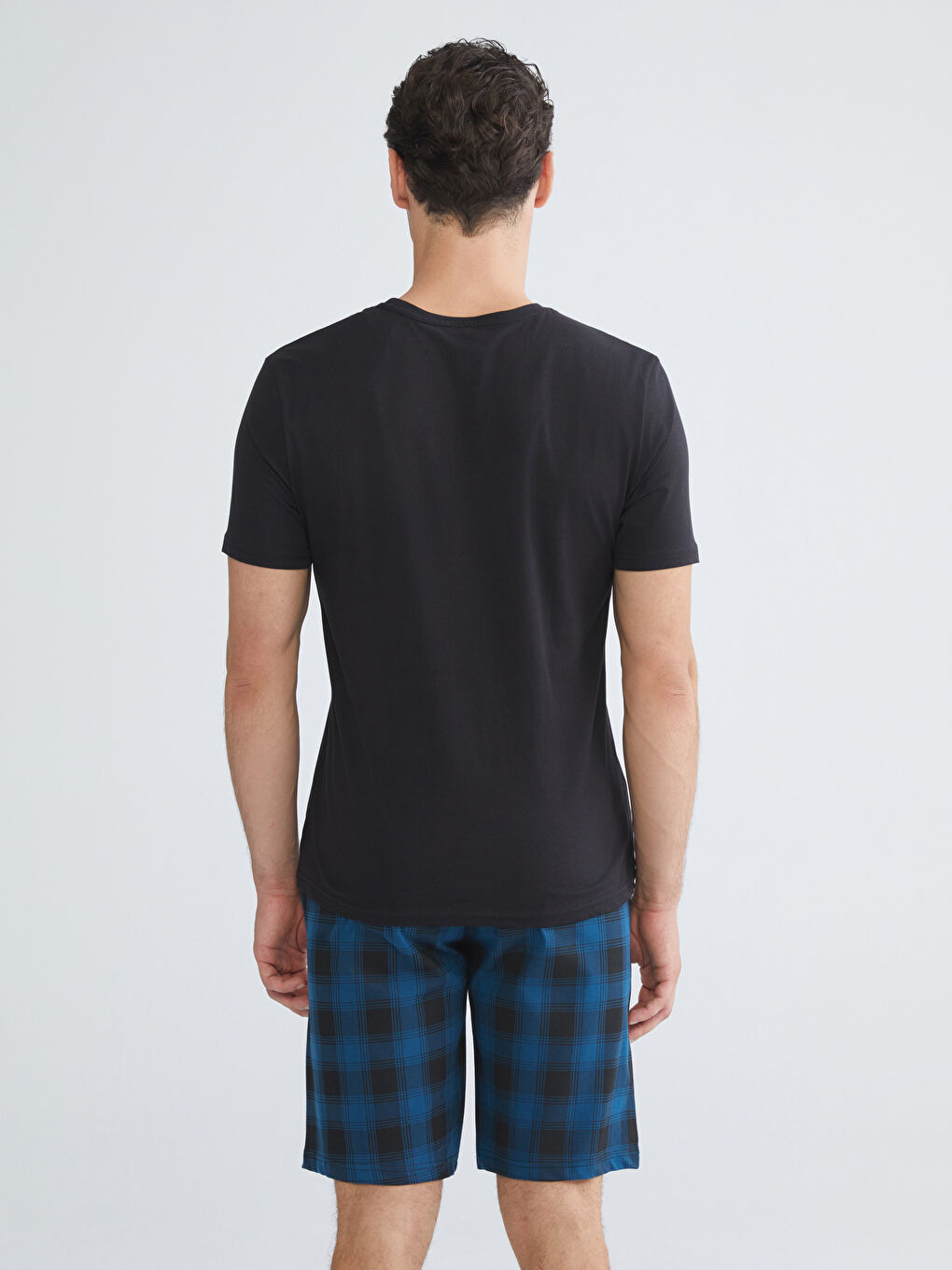 Petrol Standart Kalıp Erkek Şortlu Pijama Takımı-3