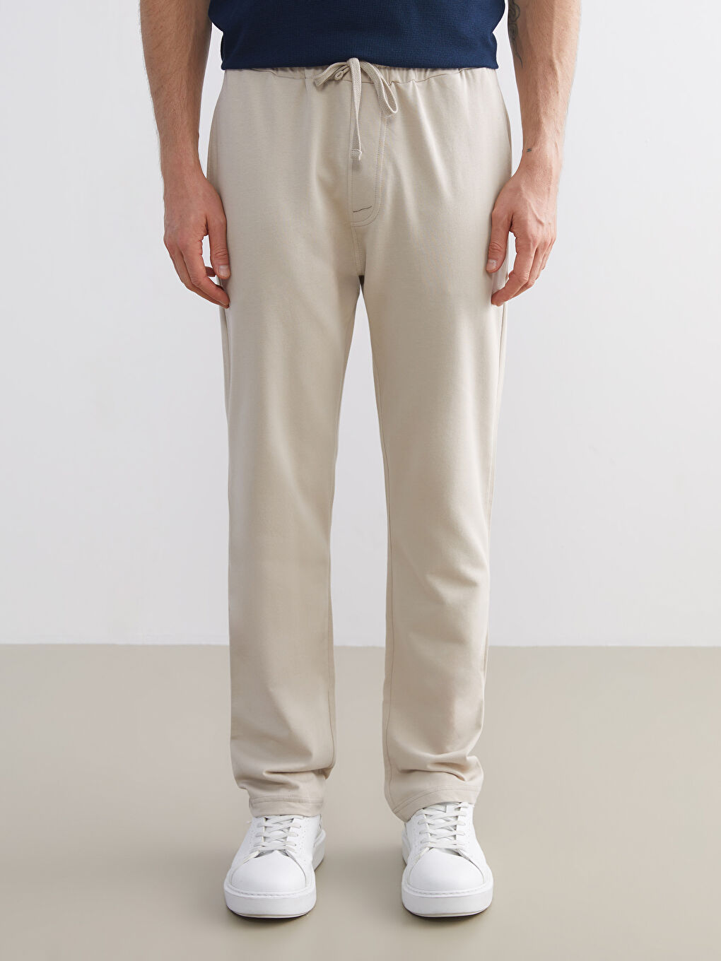 Bej Standart Kalıp Erkek Eşofman Altı-1