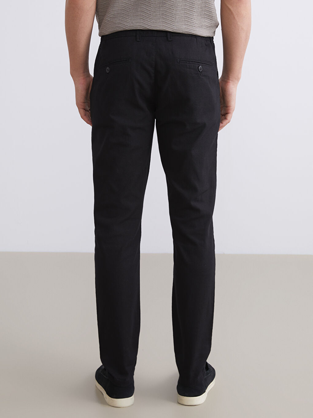 Siyah Standart Kalıp Erkek Chino Pantolon-3