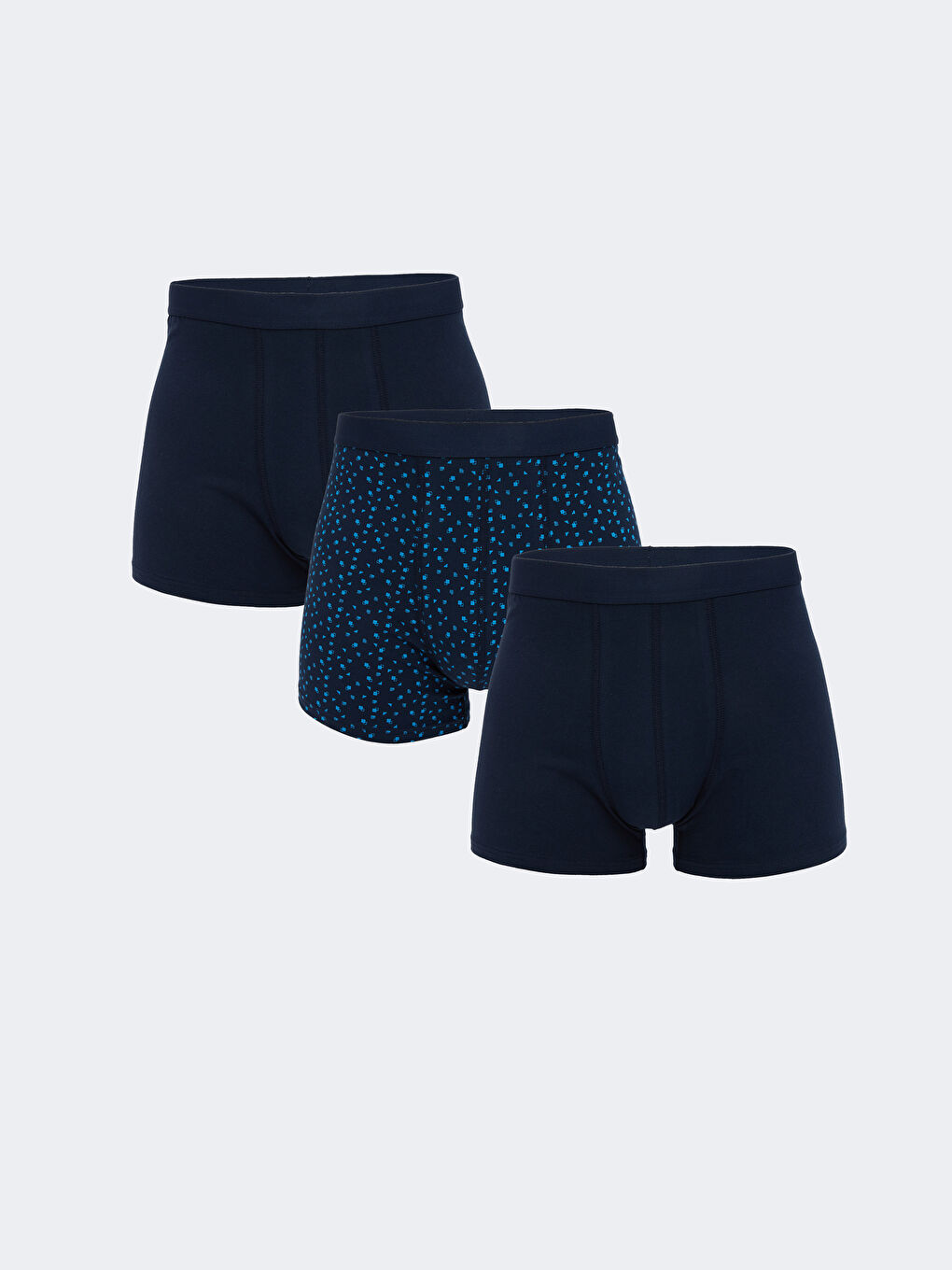 Lacivert Standart Kalıp Pamuklu Esnek Erkek Boxer 3'lü