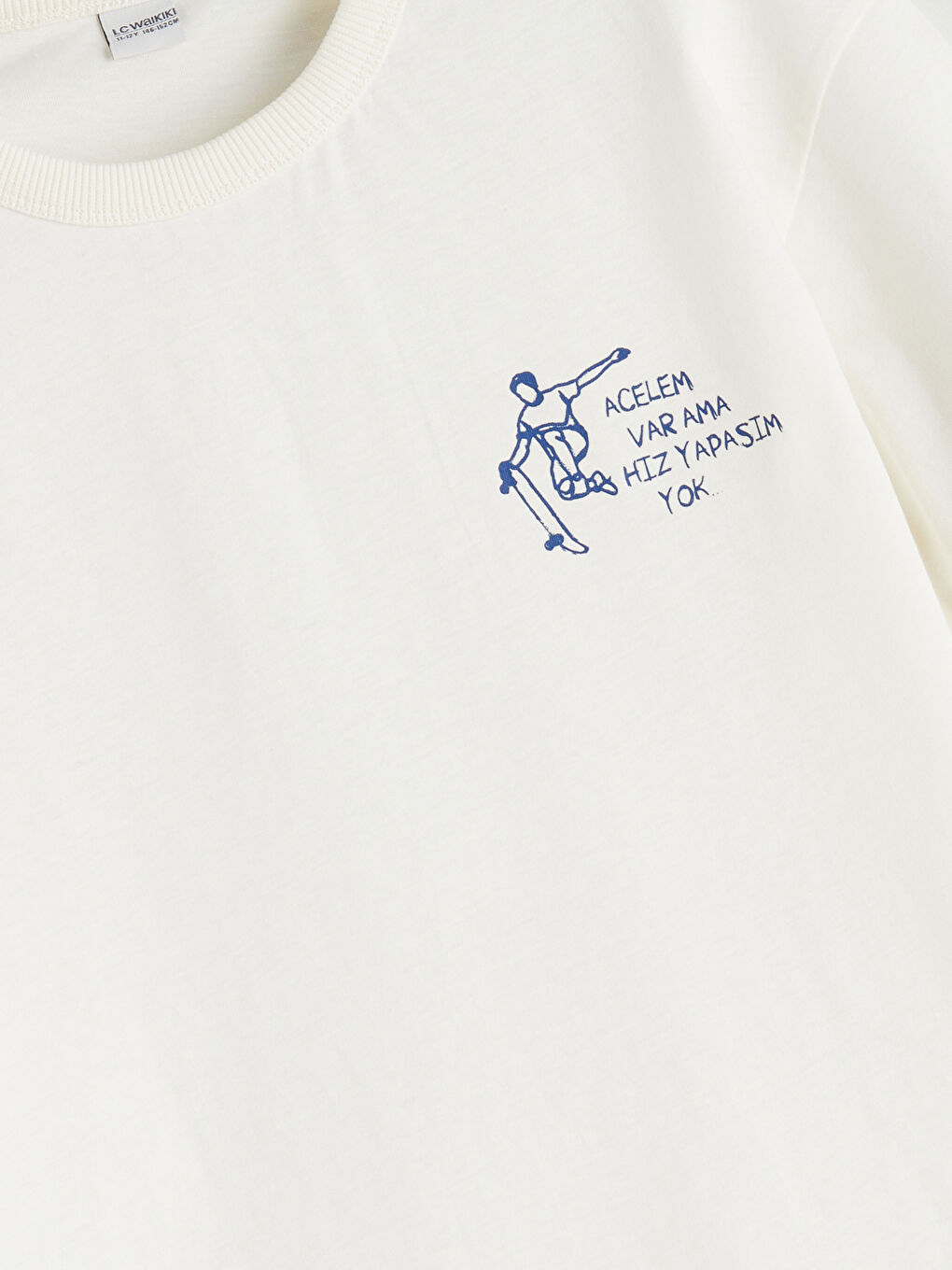 Ekru Bisiklet Yaka Slogan Baskılı Erkek Çocuk Tişört-3