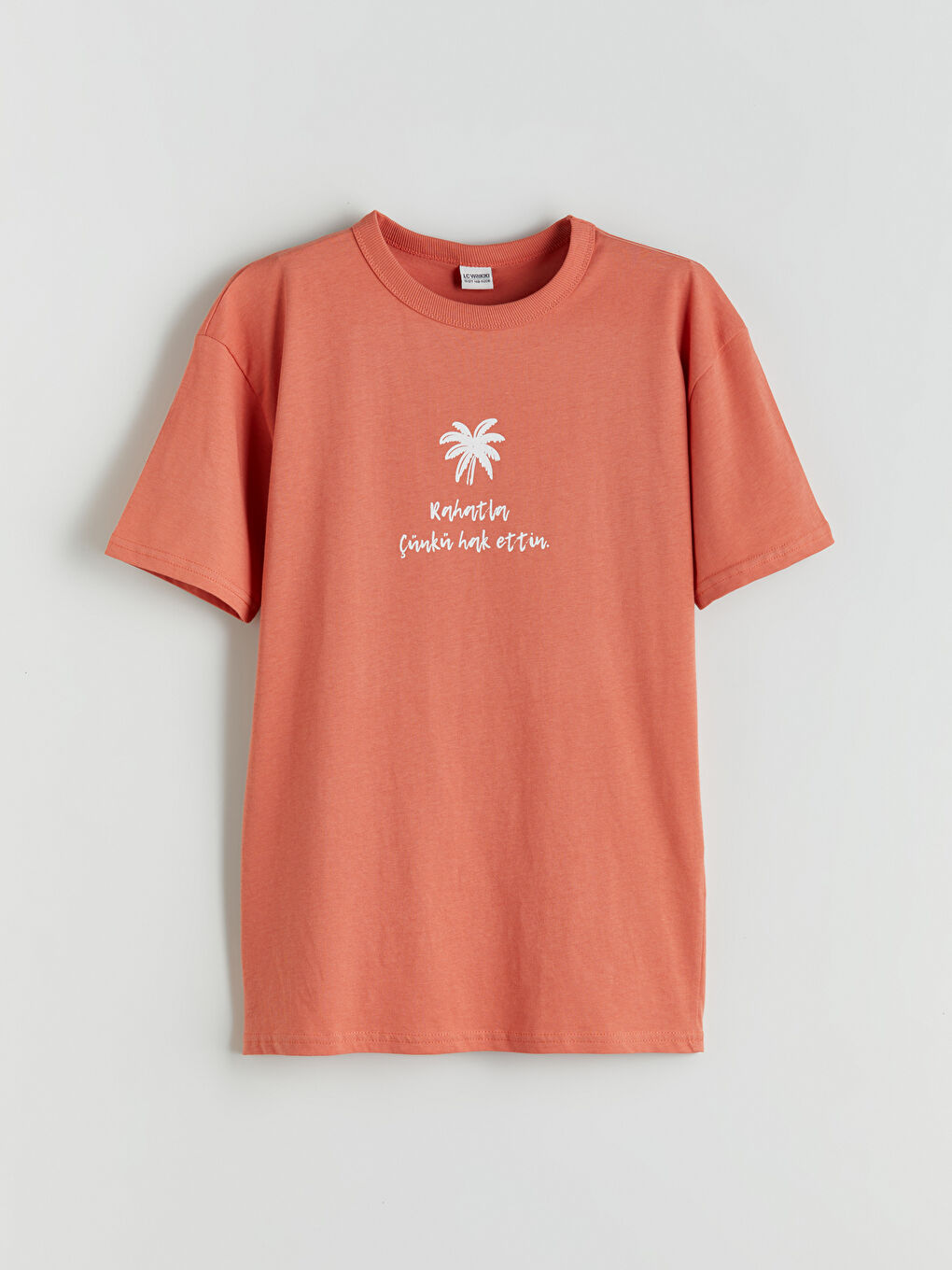 Turuncu Bisiklet Yaka Slogan Baskılı Erkek Çocuk Tişört-2
