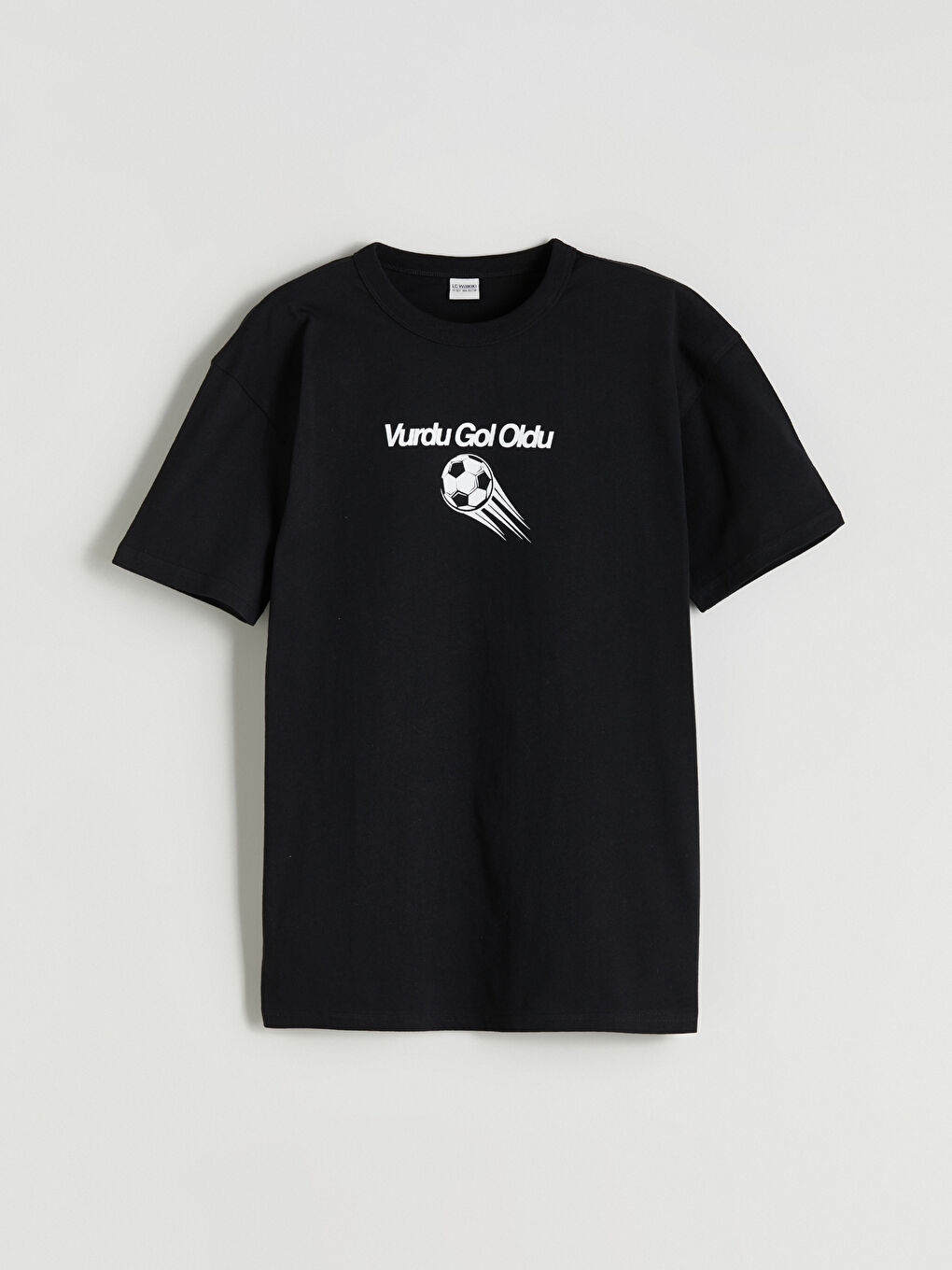 Siyah Bisiklet Yaka Slogan Baskılı Erkek Çocuk Tişört-2