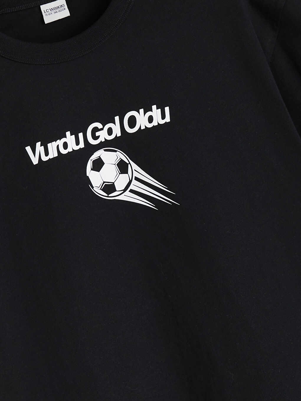 Siyah Bisiklet Yaka Slogan Baskılı Erkek Çocuk Tişört-3